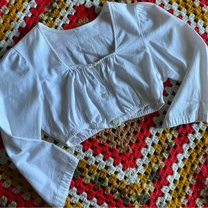 Vintage white cotton dirndl crop top
